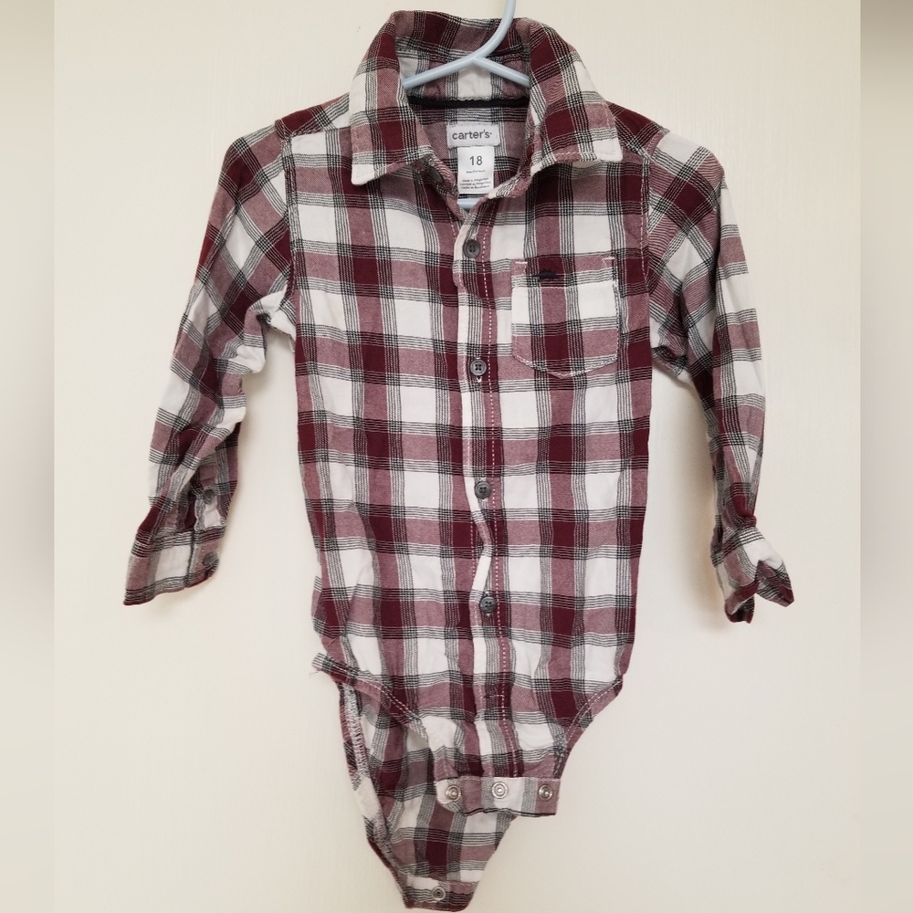 Carter's Plaid Long Sleeve Bodysuit size 18 months